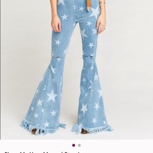 SMYM Star Pattern Flared Jeans